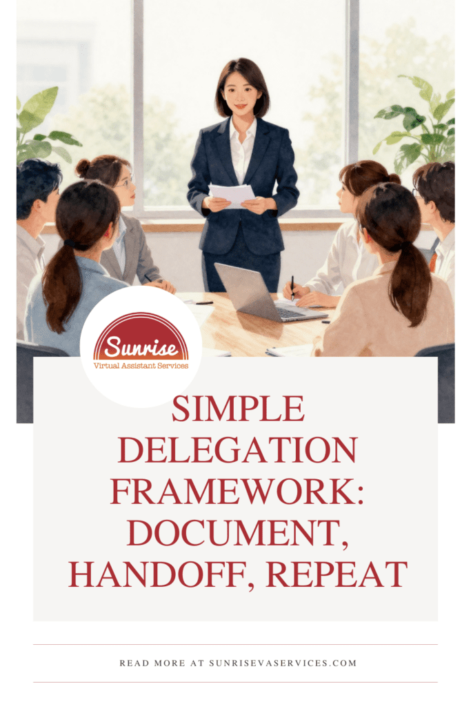 Use this simple delegation framework to scale: what to document, how to communicate, and the handoff steps for success!